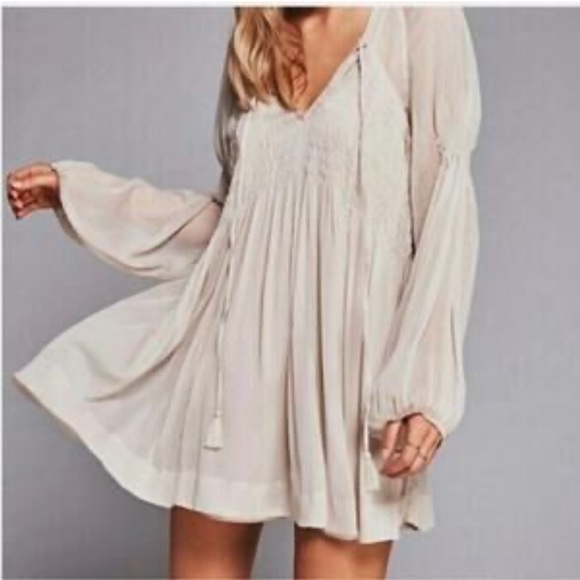 NWOT Free People cream sheer flowy bohemian coquette western festival dress XS - Picture 1 of 6